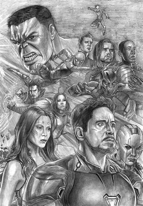 The Avengers Graphite Drawing By Pen Tacular Artist A