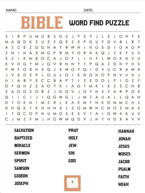 Printable Bible Word Search Puzzle Sheet 1 Free Download And Print
