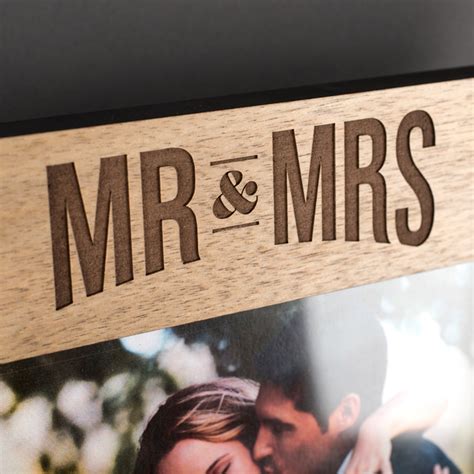 Personalised Mr And Mrs Wooden Photo Frame Uk