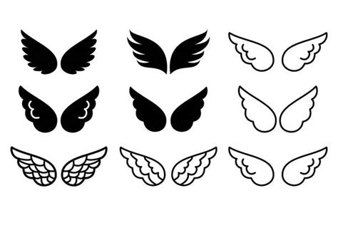 Royalty Free Simple Angel Wing Tattoos Cartoon Clip Art