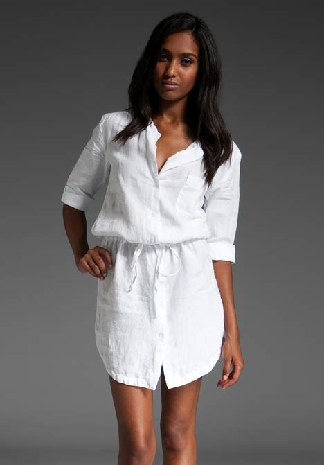 James Perse Summer Linen Shirt Dress In White Lyst