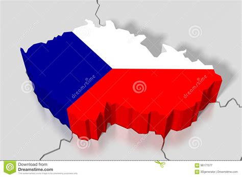 Wichtige infos und tipps für die reise nach tschechien: 3D Karte, Flagge - Tschechische Republik Stock Abbildung ...