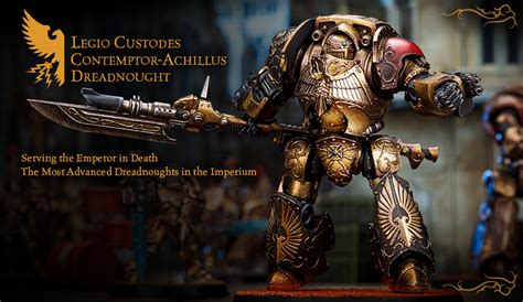 The gold was gw shining gold with liberal gryphonne wash, then drybrushed with the shining gold, then mythril silver. New Contemptor-Achilles Dreadnaught For Legio Custodes ...