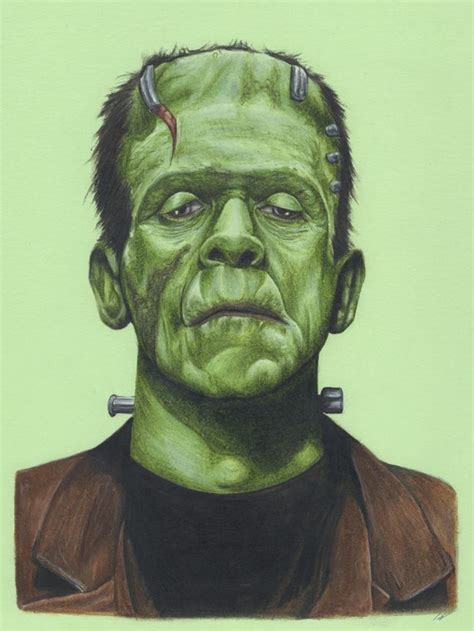Frankenstein Monster Portrait Print Etsy