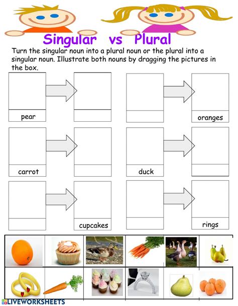 As babies learn mom, dad, or milk as their first word, nouns should be the first topic when you. Singular and Plural Noun - Interactive worksheet