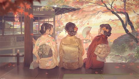 Wallpaper Anime Girls Kimono Japanese Art Original Characters St