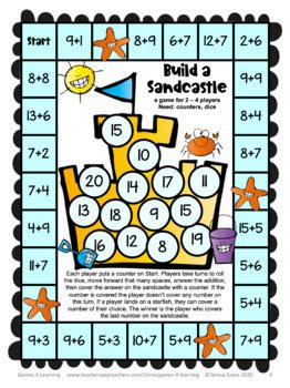 Free Addition Games for Fact Fluency: Addition Math Board Games | TpT