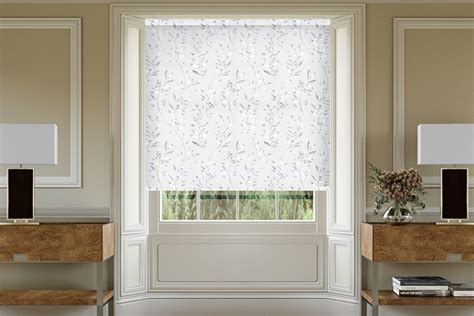 Ivy White Floral Pattern Roller Blind Unbeatable Blinds