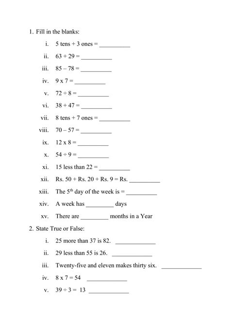 Our grade 2 math worksheets emphasize numeracy as. Class 2 Maths Full worksheet