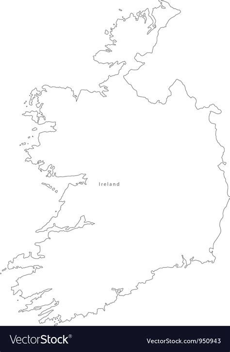 Black White Ireland Outline Map Royalty Free Vector Image