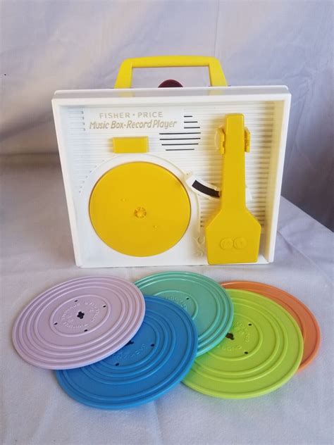 Fisher Price Music Box Record Player Child Toy 2010 With 5 Double Sided