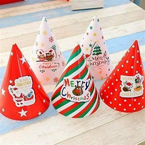 10 merry christmas cone hats festive paper santa hat christmas etsy