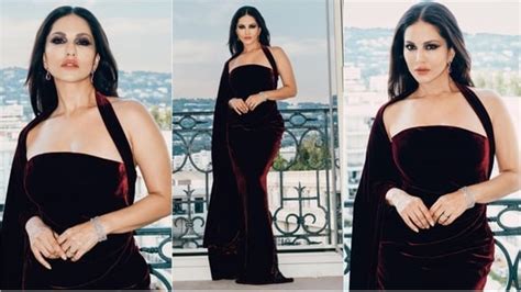 Sunny Leone Dazzles In Velvet Gown Gracing Cannes With Glamour And