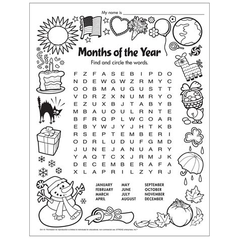 Free Printable Months Of The Year Word Search E4119 — Trend Enterprises