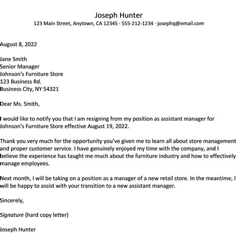 Resignation Letter Due To New Job Opportunity