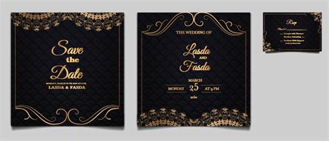 Luxury Save The Date Wedding Invitation Card Template Set 21156046