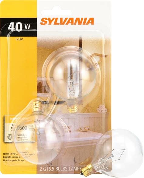 Sylvania Incandescent Clear Globe Lamp G165 Candelabra Base 120v Light