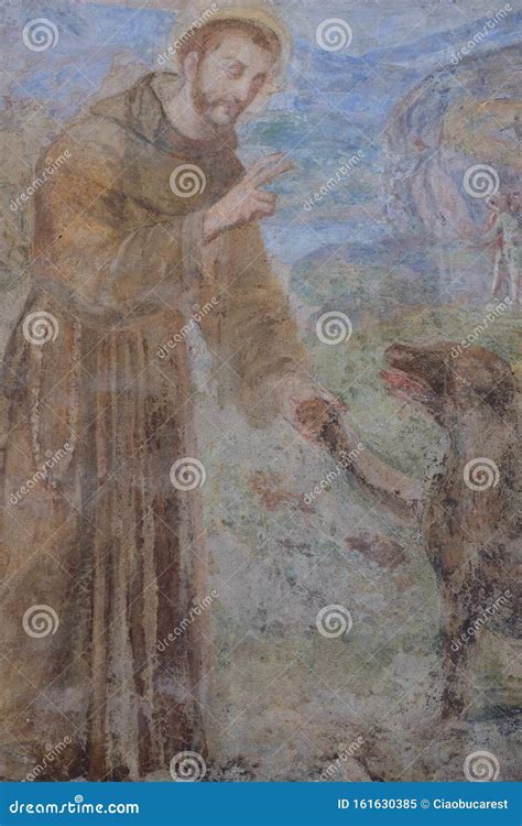 saint francis fresco cloister of santa chiara naples italy editorial image image of