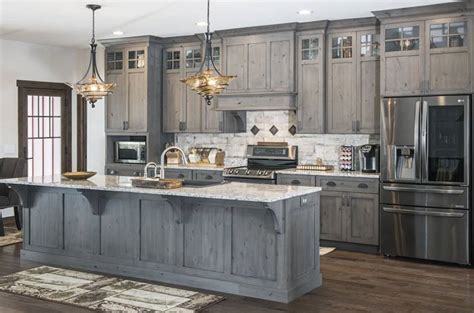 Arctic with slate highlight on maple flush inset using square flat door Custom Rustic Kitchen Cabinets | Solid Wood | Made in the USA