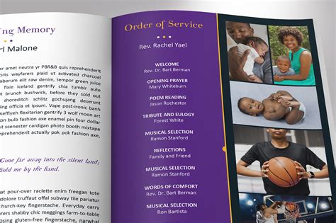 Purple Gold Funeral Program Word Publisher Template On Behance