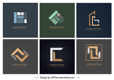 Geometric Logo Templates Modern Colored Flat Design Vectors Graphic Art