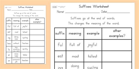 Suffixes Worksheet Teacher Made Twinkl