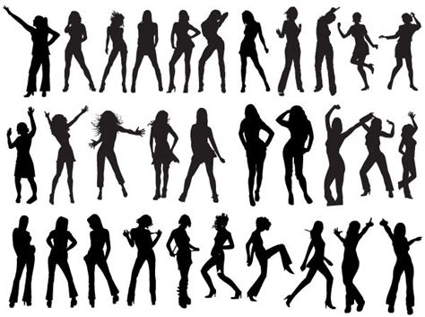 200 Free Vector Dancing Girls Silhouettes