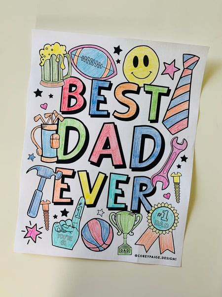 Best Dad Ever Coloring Sheet Coreypaigedesigns