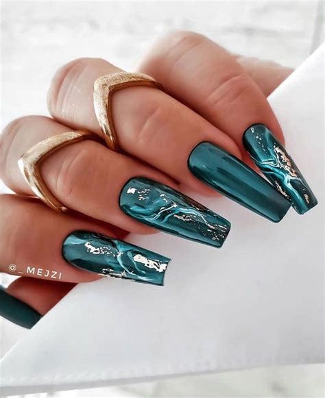 Beautiful Nail Art Designs Ideas Emerald Green Marble Nails