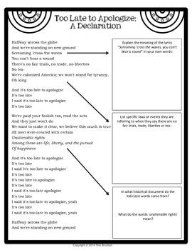 It's too late to apologize_ original version — one republic. 'Too Late to Apologize' Music Video Response Worksheet by ...