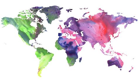 Watercolor Map Of The World Maps Location Catalog Online