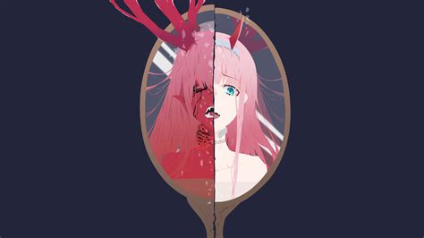 Darling In The Franxx Zero Two With Small Horn On One Side And Large Horn On Other Side 4k Hd