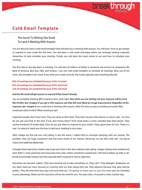 Coldemailtemplate2 0revised Email Text Messaging