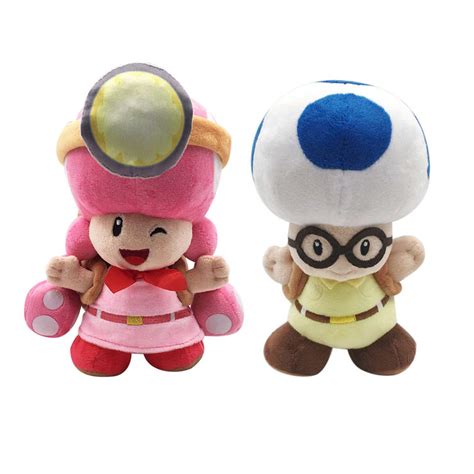 Buy Super Mario Bros Toadette Blue Toad With Backpackfor Captain Toad Plush Soft Toy 8 Pack Of