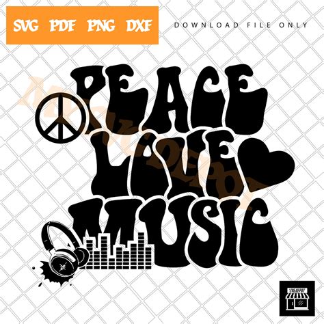 Peace Love Andmusic Svg Modern Retro Digital File Only Etsy
