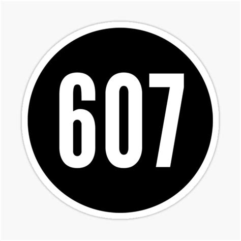 607 Area Code Zip Code Location Black And White Sticker By Wa Ka Ne