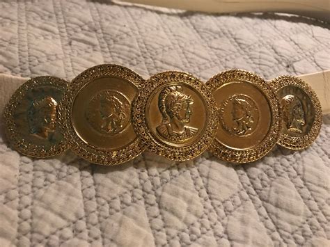 Vintage Gold Coin Belt Buckle Gold Coin Belt Buckle White Leather
