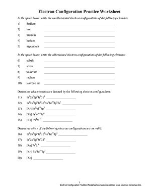 By the way, related with electron configuration practice worksheet answers, we have collected particular variation of pictures to complete your worksheet answers and naming ionic compounds worksheet answer key. 7 Printable how to write electronic configuration Forms ...
