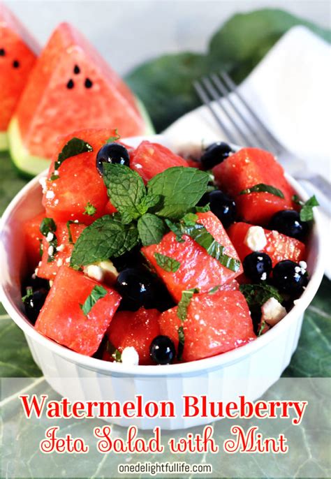 Watermelon Blueberry Feta Salad With Mint One Delightful Life