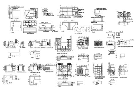 Different Furniture Units Detail 2d View Layout File In Autocad Format