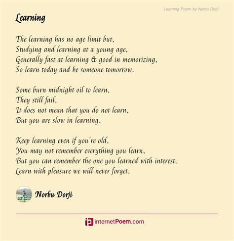 Learning Poem By Norbu Dorji