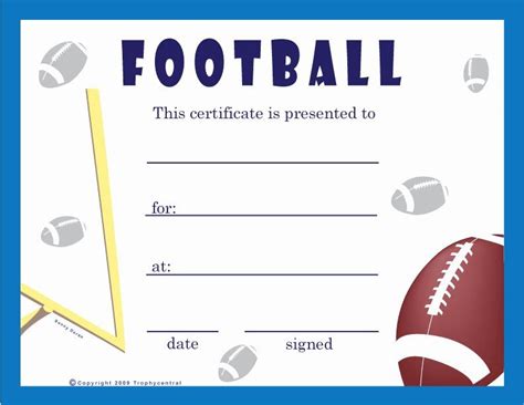 Free Printable Football Certificate Template Printable Templates