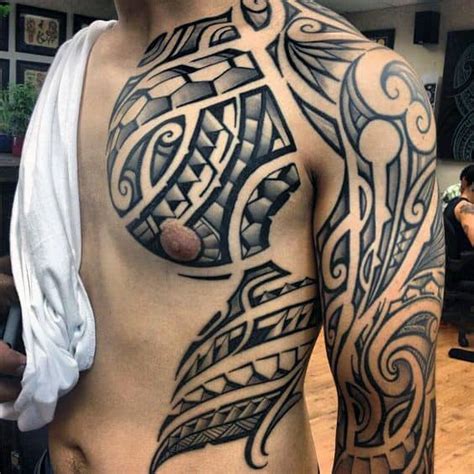 50 Polynesian Chest Tattoo Designs For Men Tribal Ideas