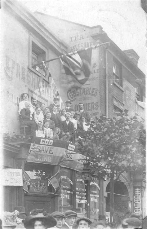 Edwardian Street Scene Showing Tea Rooms And Coronation Celebrations