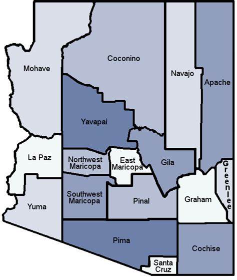 Arizona County Map Area County Map Regional City Kulturaupice