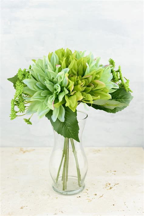 And how are these flower hand bouquet are made? Green Dahlia Wedding Bouquet, 12", Hand Wrapped