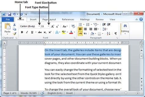 Word Setting Text Fonts And Size In Word Tutorial Desk