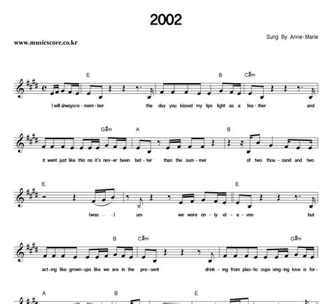 F c the year's 2002 am f i'm doing exactly what i wanna do f c g and baby i don't even think about you anymore. Anne-Marie 2002 악보