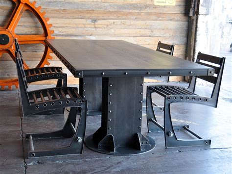 Vintage kitchen tables with enamel top are a beautiful addition to any dining room. I Beam Dining Table | Vintage Industrial Furniture