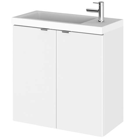 Hudson Reed Fusion Gloss White 500mm Wall Hung 2 Door Vanity Unit